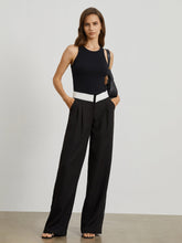 V Shape Contrast Waistband Wide Leg Pants